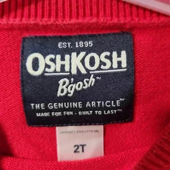 Oshkosh B'Gosh Holiday christmas sweater 2t toddler red gingerbread "OH, snap!" - Picture 3 of 5